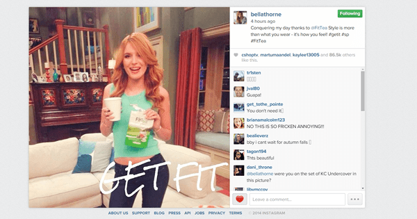 Bella Thorne Celebrity Social Post