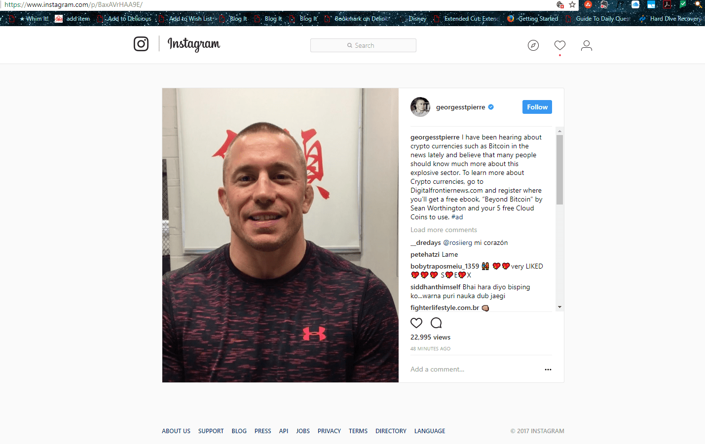 George St. Pierre Celebrity Social Post