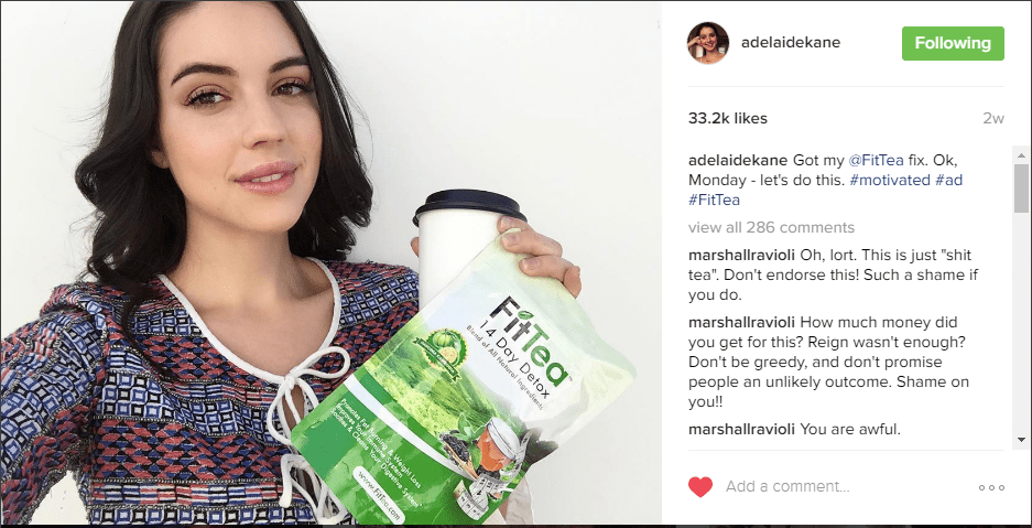 Adelaide Kane Celebrity Social Post