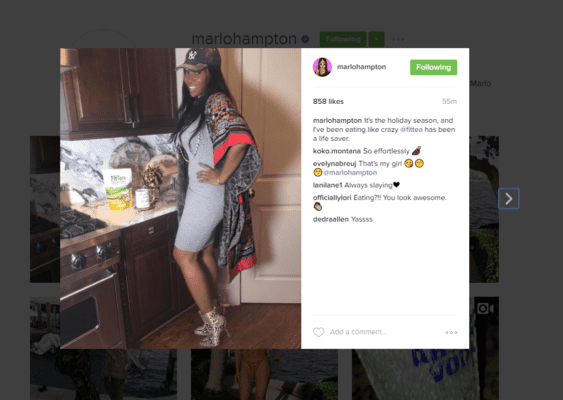 Marlo Hampton Celebrity Social Post