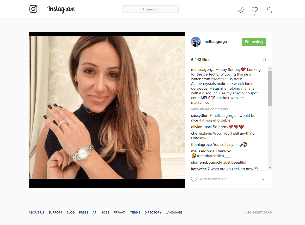 Melissa Gorga Celebrity Social Post