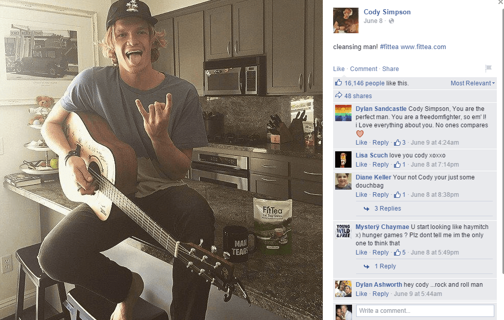 Cody Simpson Celebrity Social Post