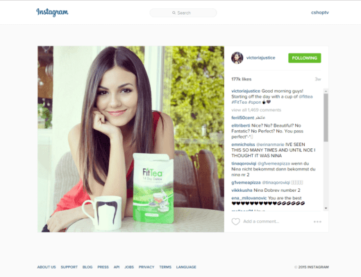 Victoria Justice Celebrity Social Post